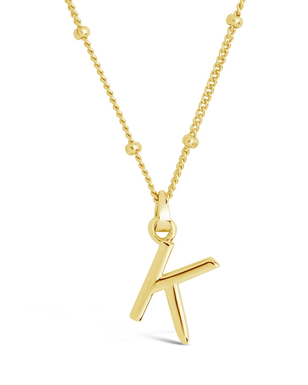 Initial Necklace with Beaded Chain