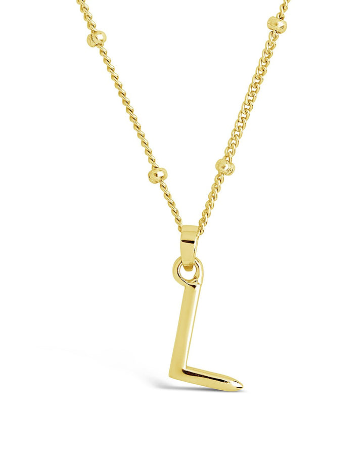 Initial Necklace with Beaded Chain