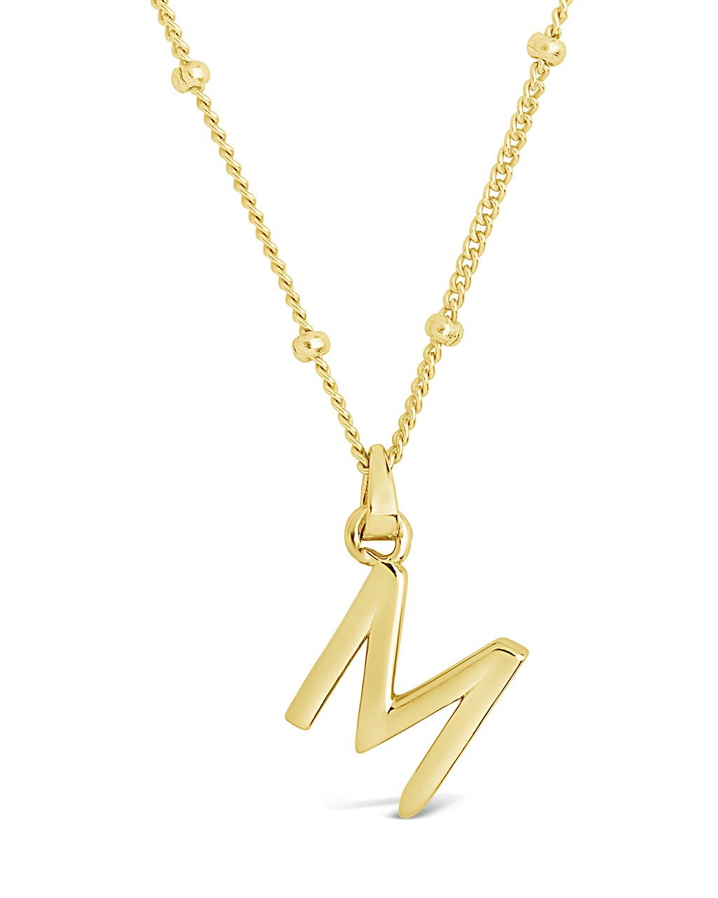 Initial Necklace with Beaded Chain