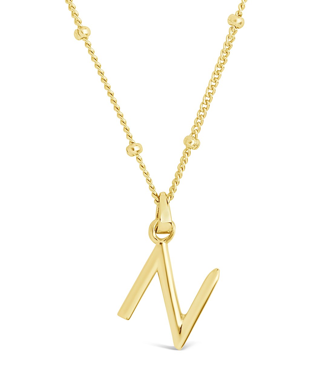 Initial Necklace with Beaded Chain
