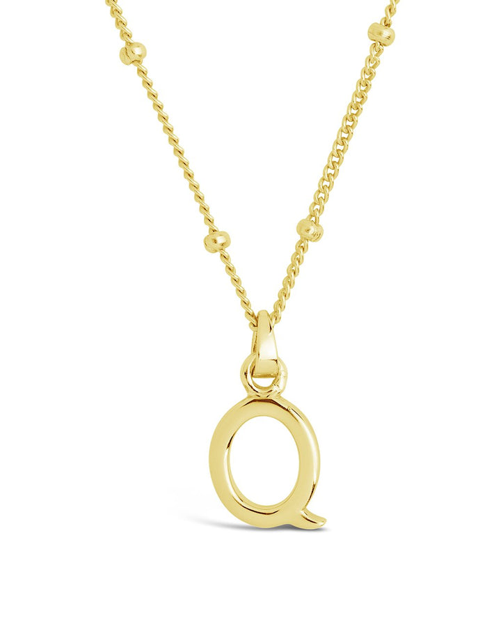Initial Necklace with Beaded Chain
