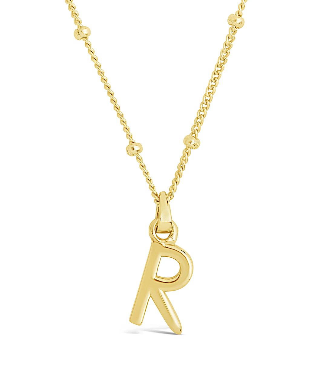 Initial Necklace with Beaded Chain