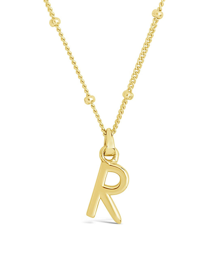 Initial Necklace with Beaded Chain