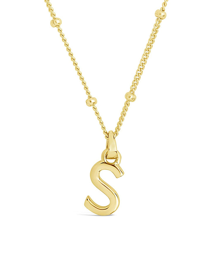 Initial Necklace with Beaded Chain
