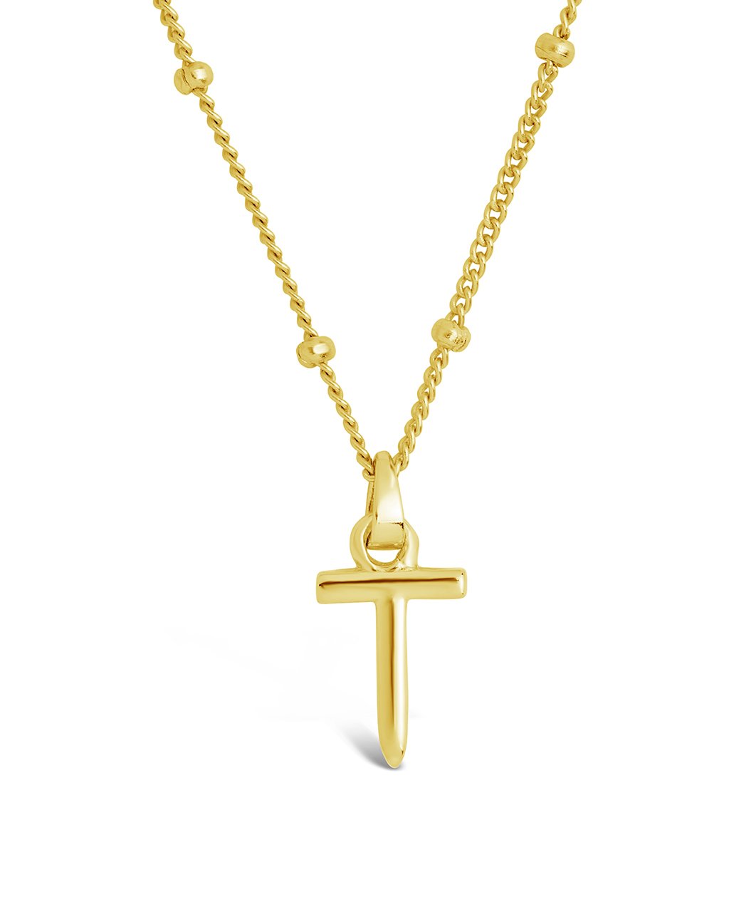 Initial Necklace with Beaded Chain