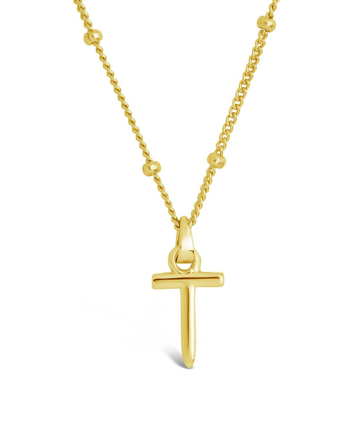 Initial Necklace with Beaded Chain