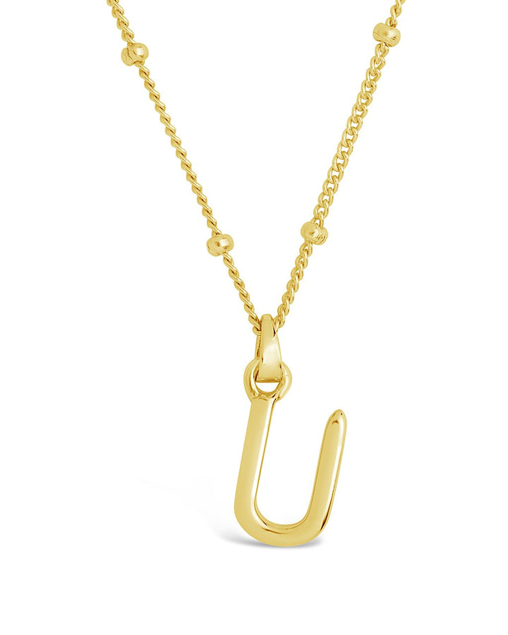 Initial Necklace with Beaded Chain