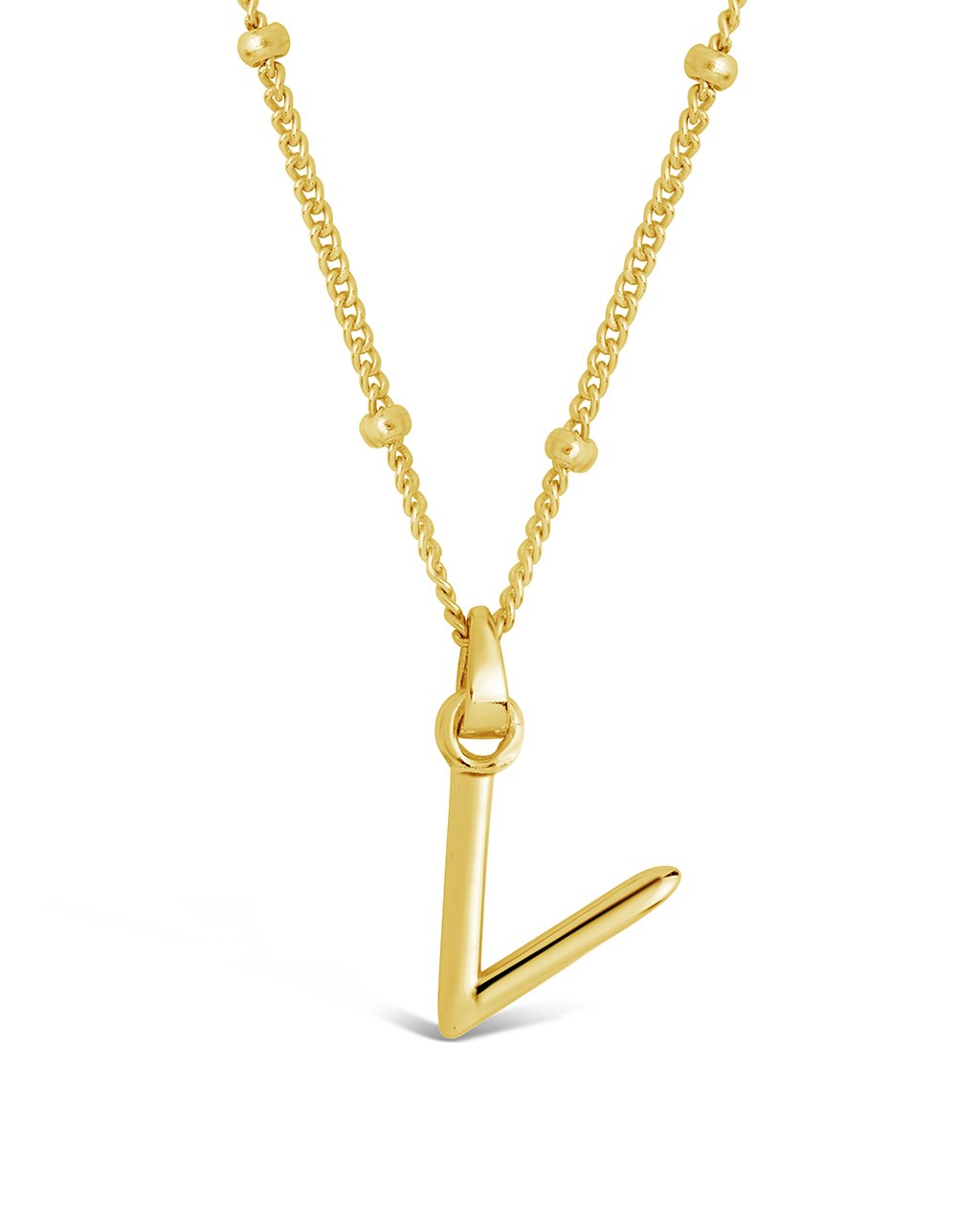 Initial Necklace with Beaded Chain