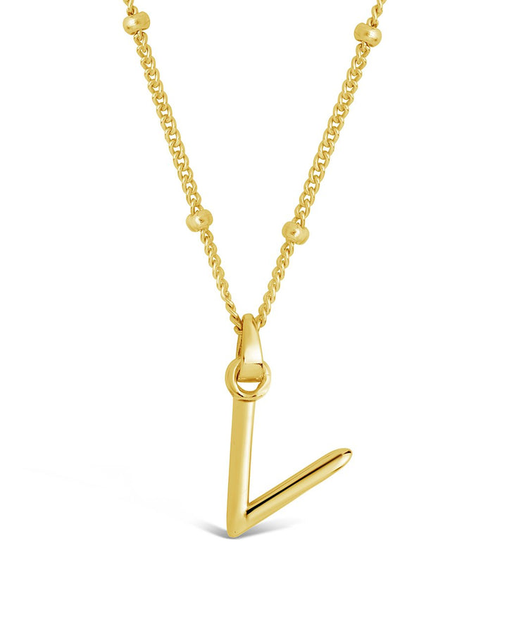 Initial Necklace with Beaded Chain
