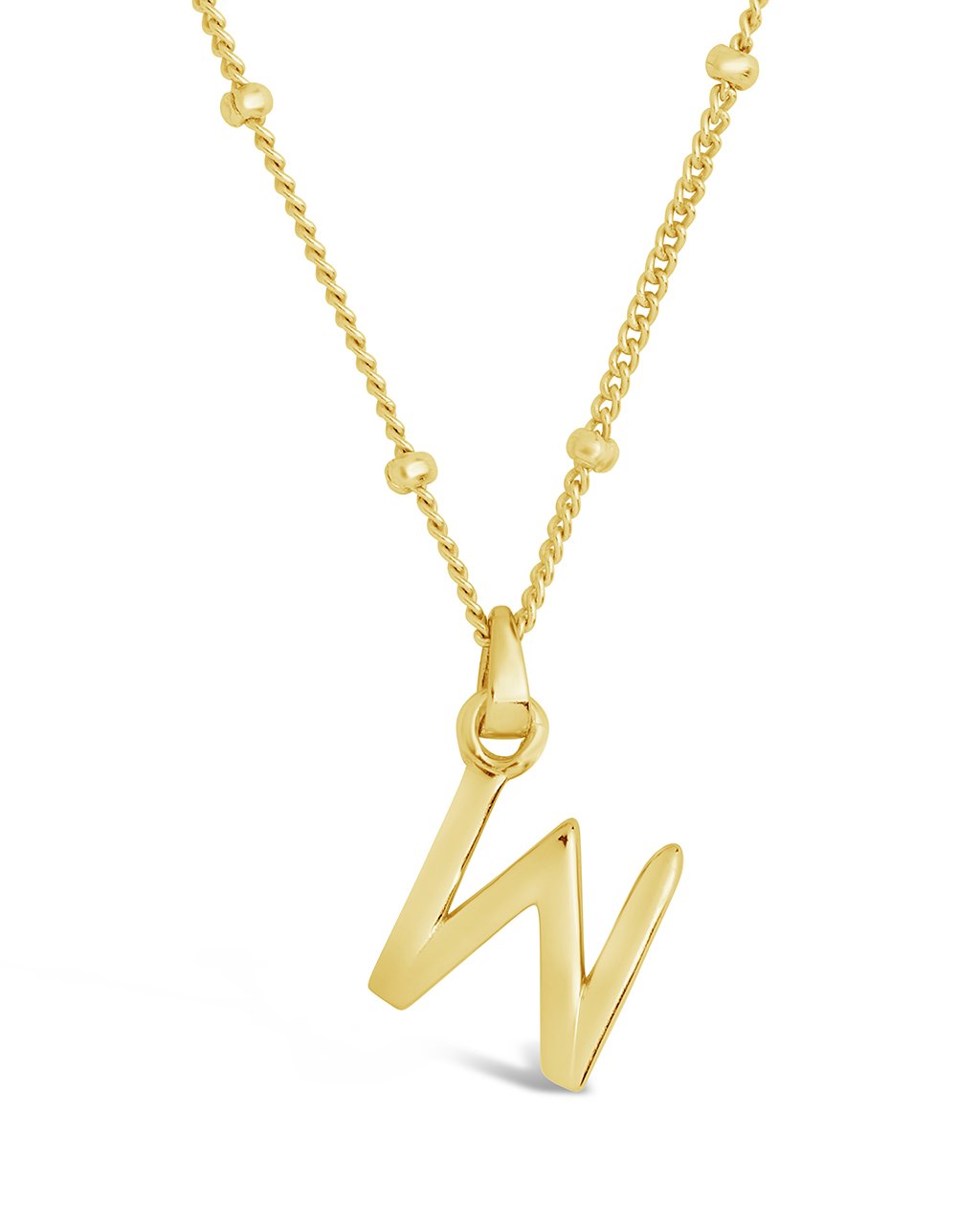 Initial Necklace with Beaded Chain