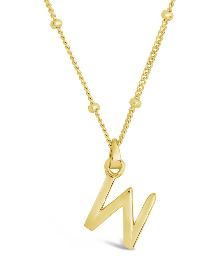 Initial Necklace with Beaded Chain