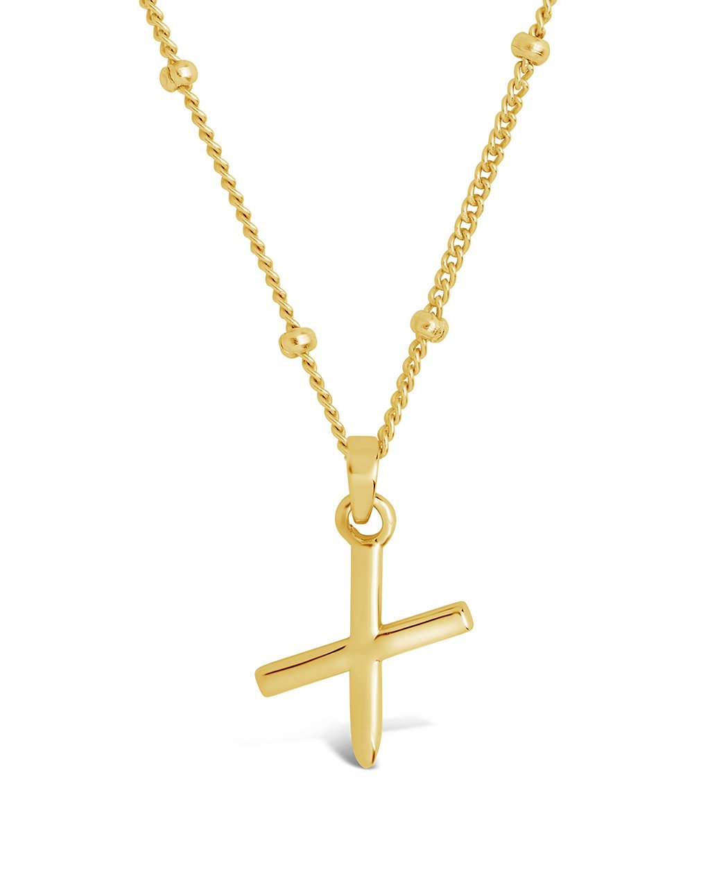 Initial Necklace with Beaded Chain