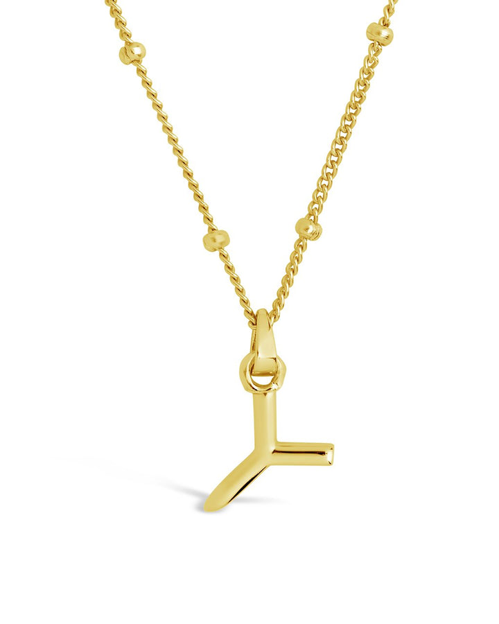 Initial Necklace with Beaded Chain