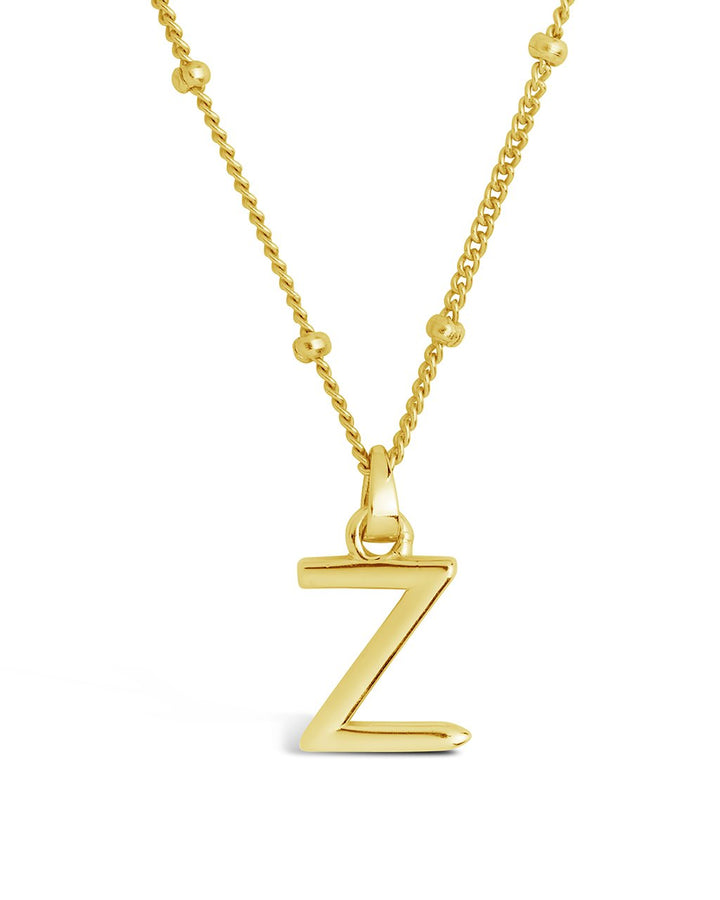 Initial Necklace with Beaded Chain