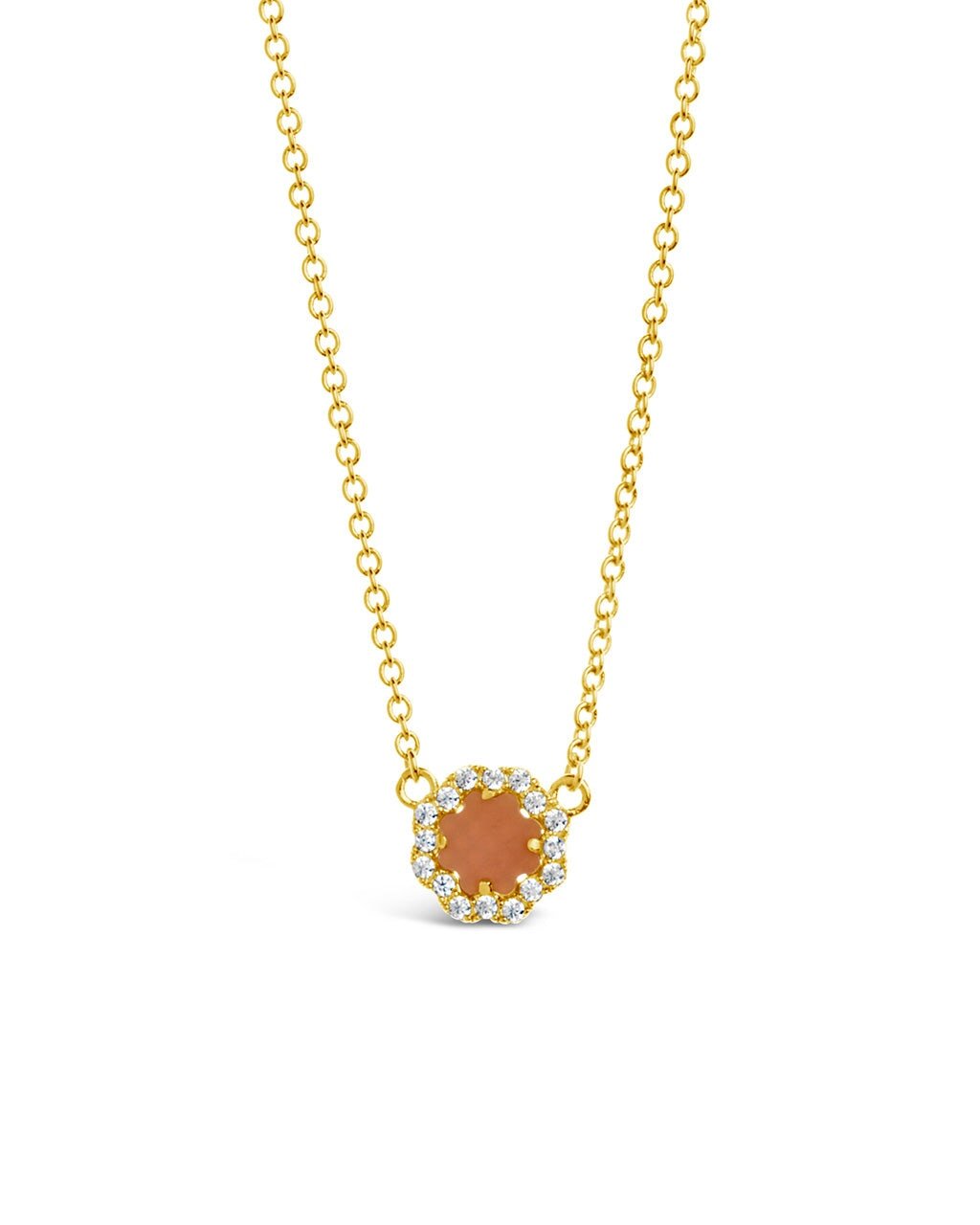 Bezel Rose Petal Pendant Necklace