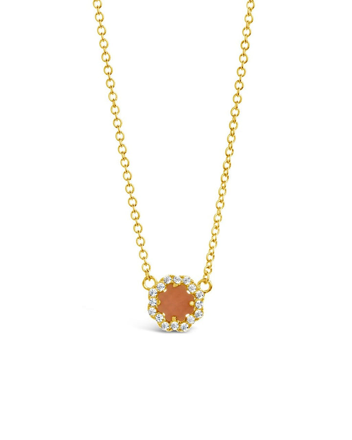 Bezel Rose Petal Pendant Necklace