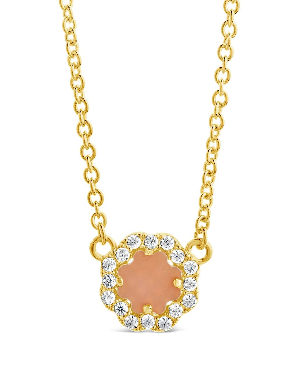 Bezel Rose Petal Pendant Necklace