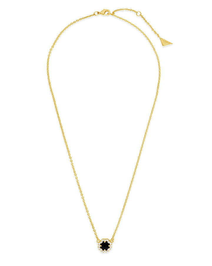 Bezel Rose Petal Pendant Necklace