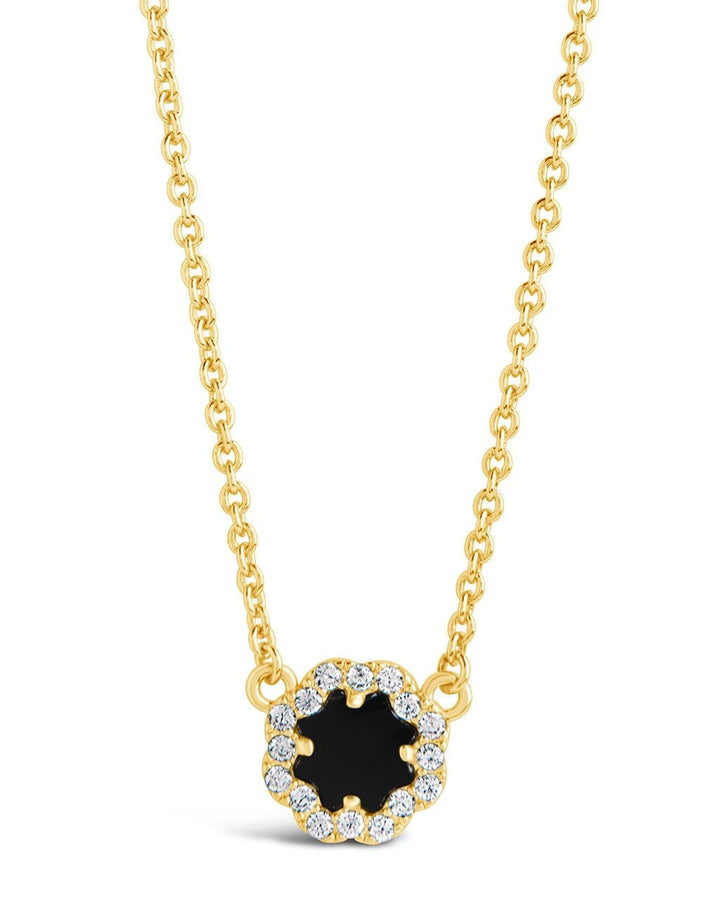 Bezel Rose Petal Pendant Necklace