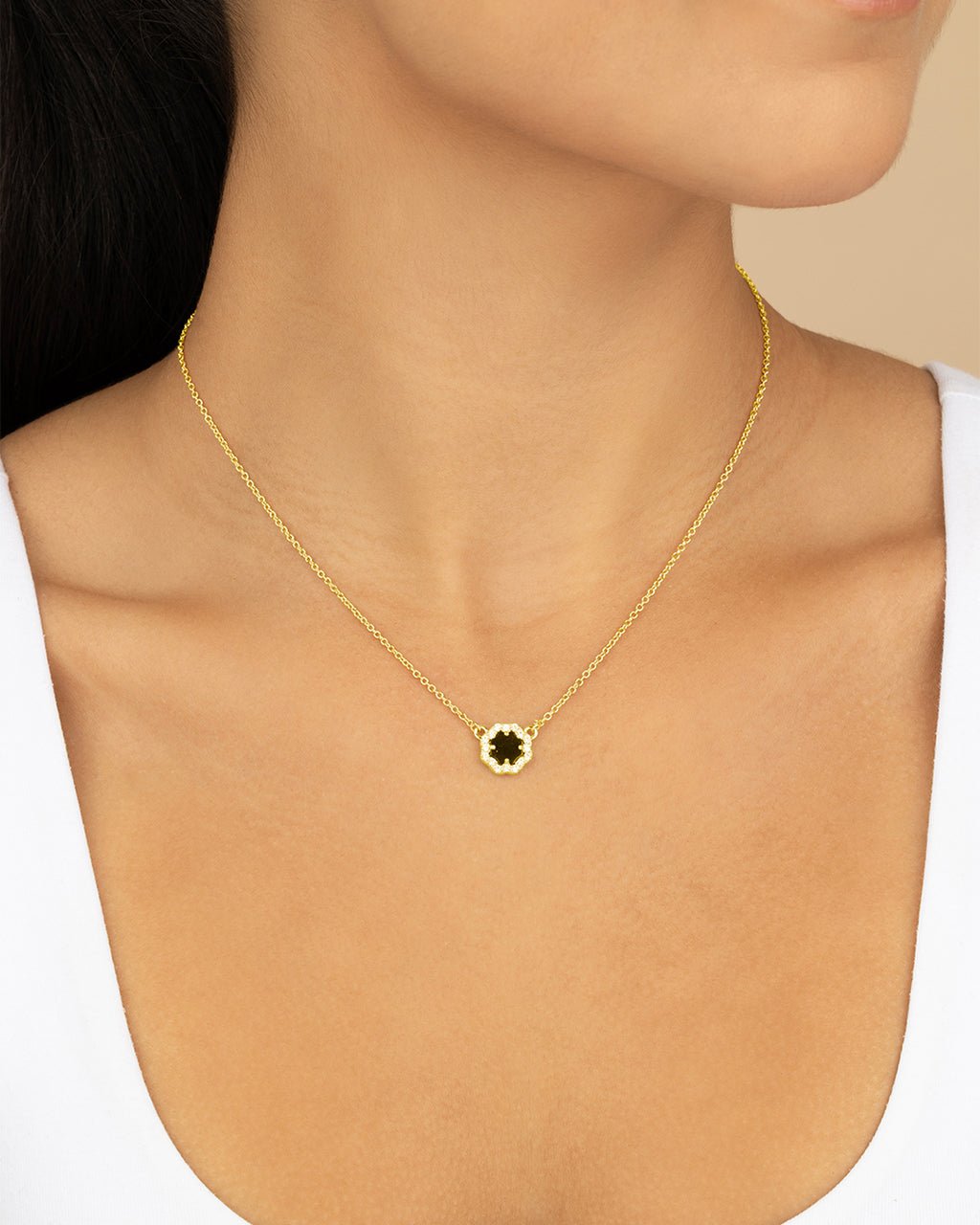 Bezel Rose Petal Pendant Necklace