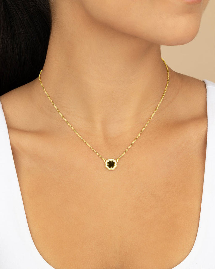 Bezel Rose Petal Pendant Necklace