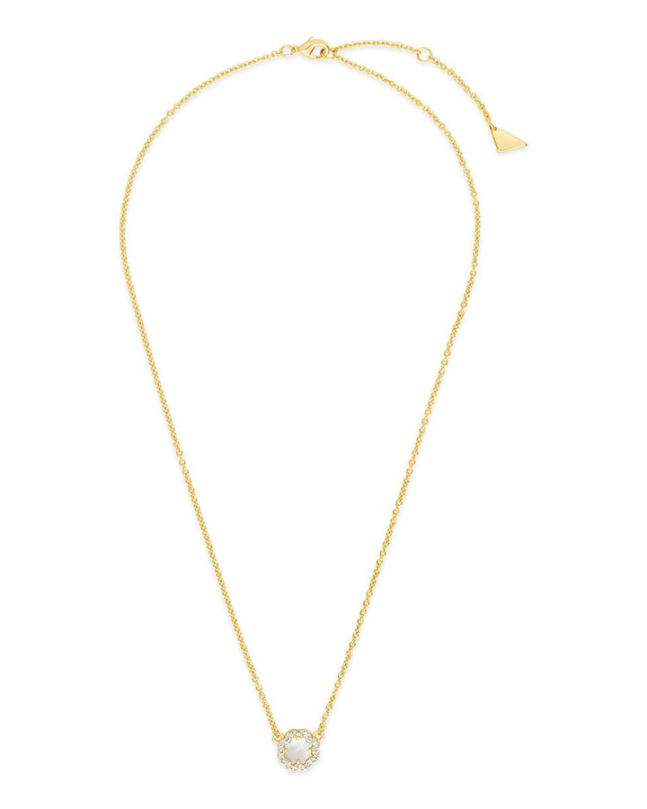 Bezel Rose Petal Pendant Necklace