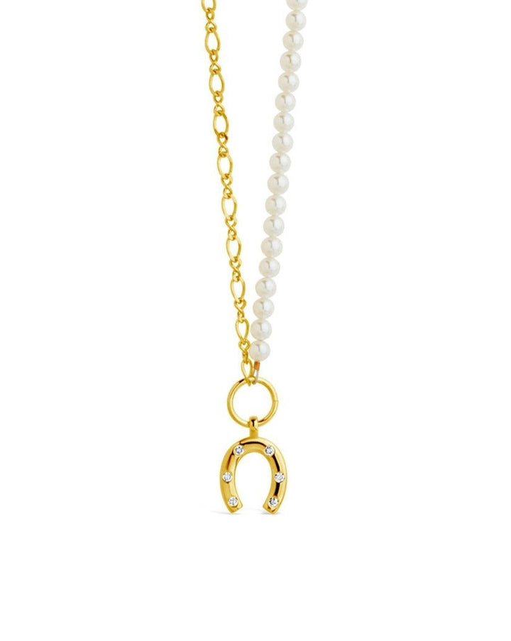Elva Pearl CZ Horseshoe Necklace