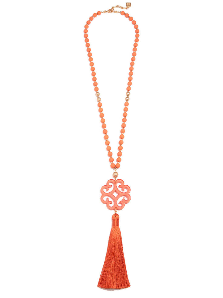 Jade Pendant Tassel Necklace by ZENZII