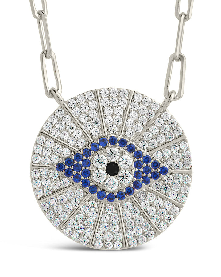 Evil Eye Disk Pendant Necklace