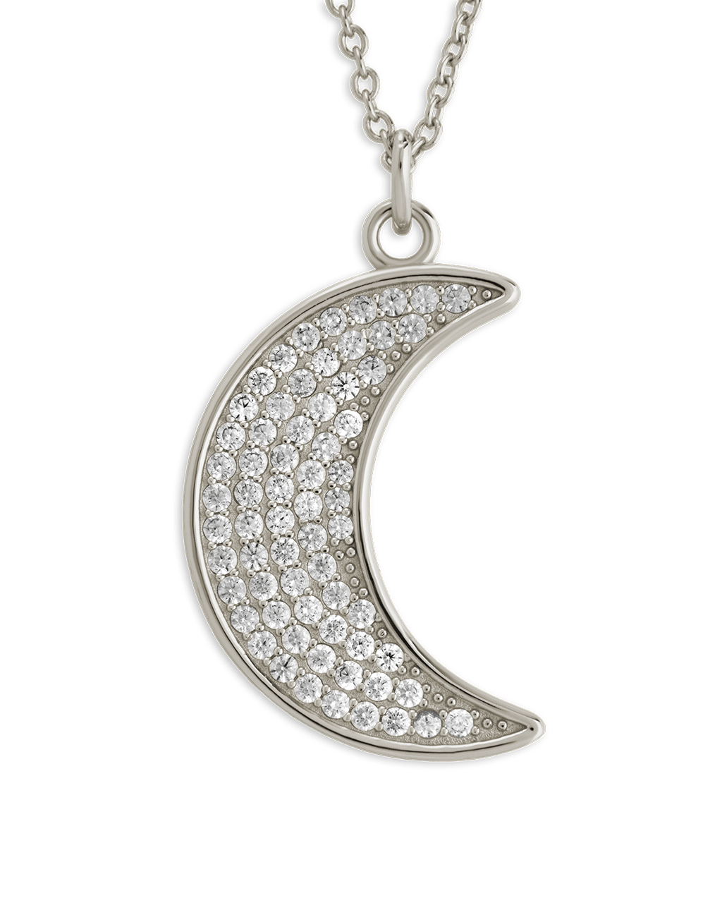 Moon Crescent Pave CZ Pendant
