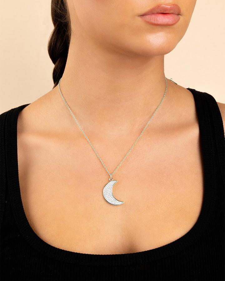 Moon Crescent Pave CZ Pendant