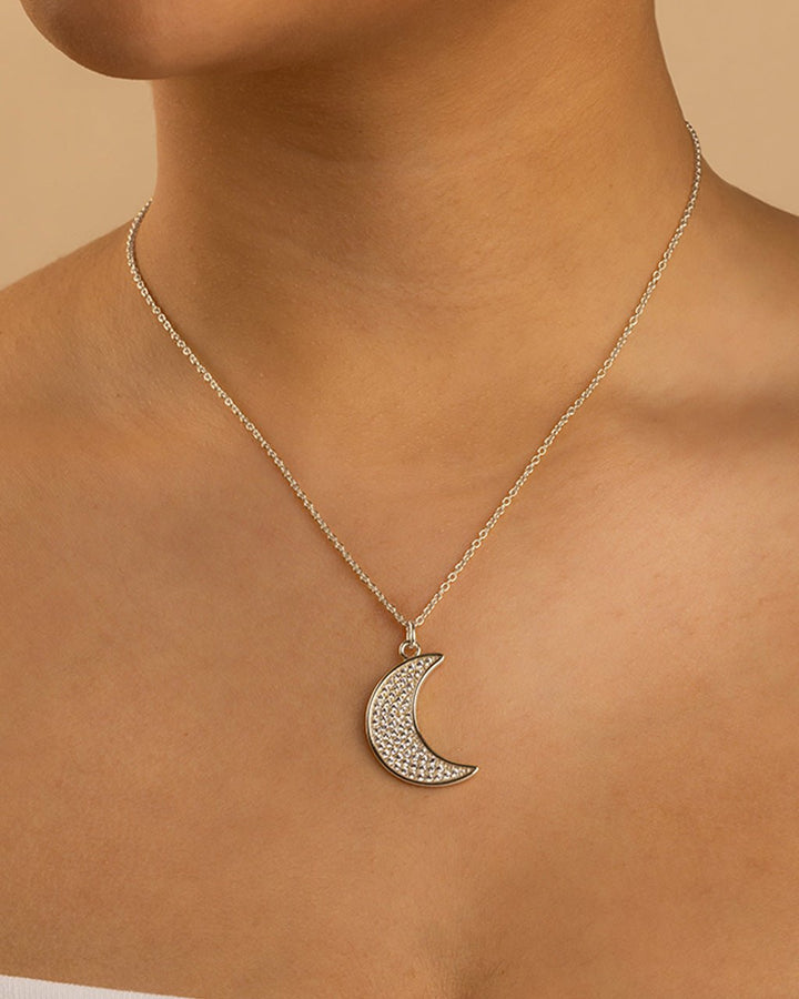 Moon Crescent Pave CZ Pendant
