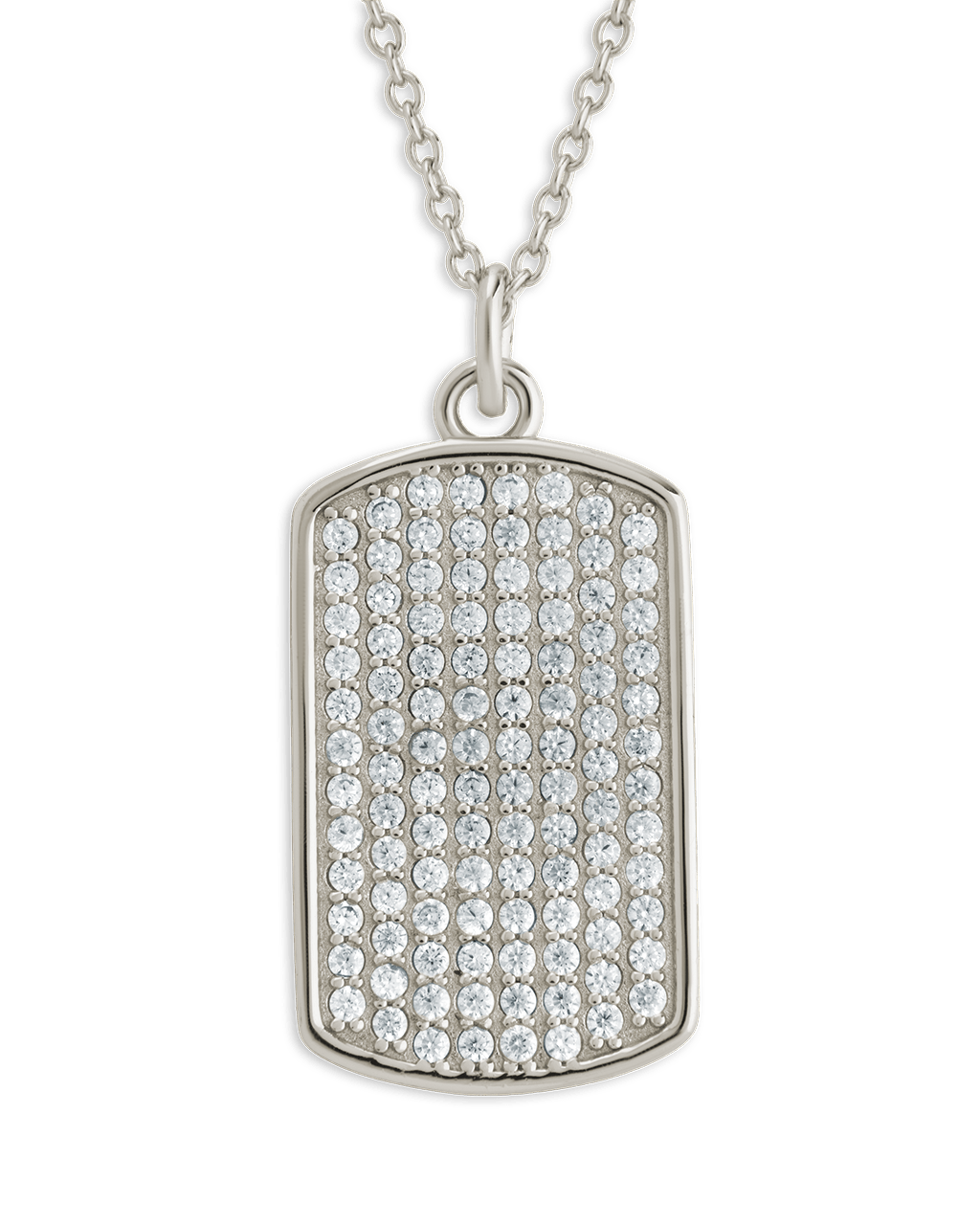 Rounded-edge Rectangle Pave CZ Pendant