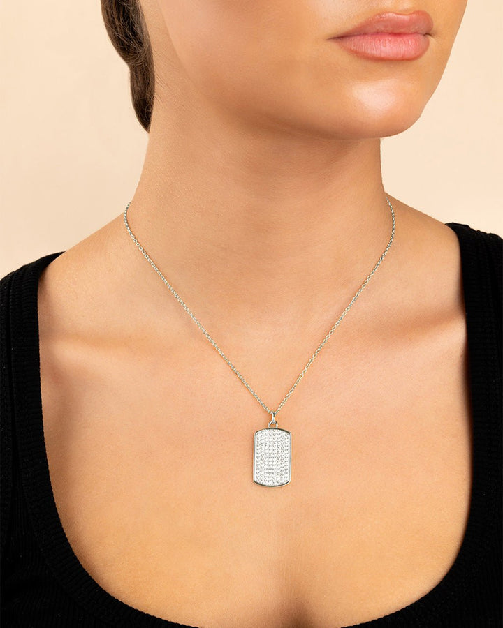 Rounded-edge Rectangle Pave CZ Pendant
