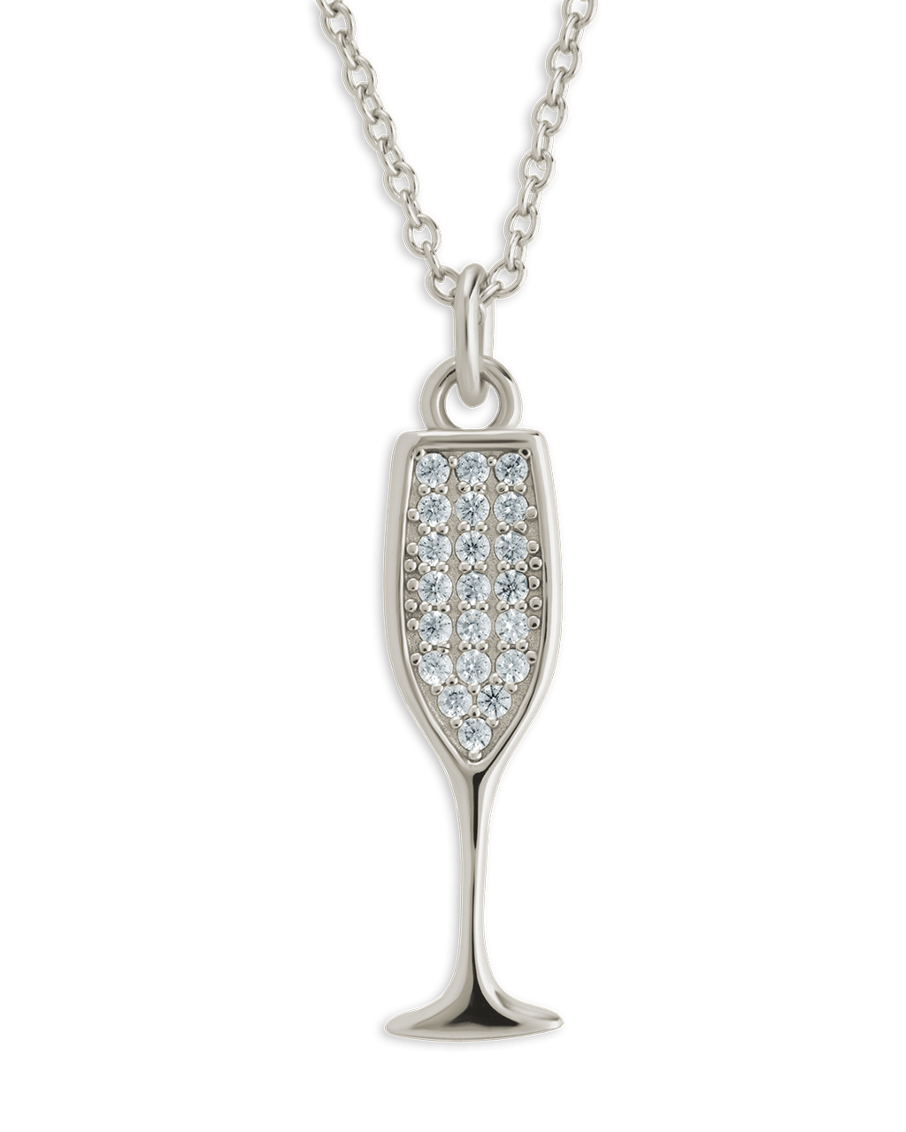 Champagne Flute Pave CZ Pendant