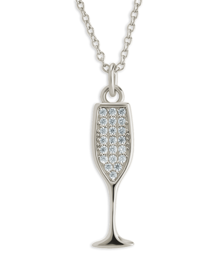 Champagne Flute Pave CZ Pendant