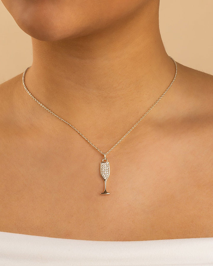 Champagne Flute Pave CZ Pendant