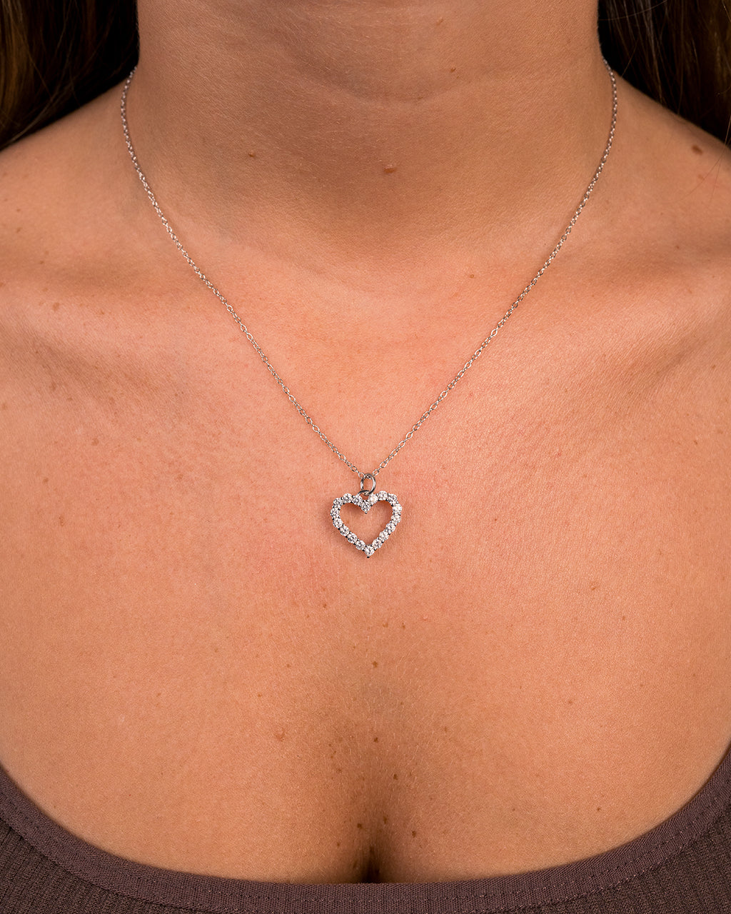 Outline Heart Pendant Necklace