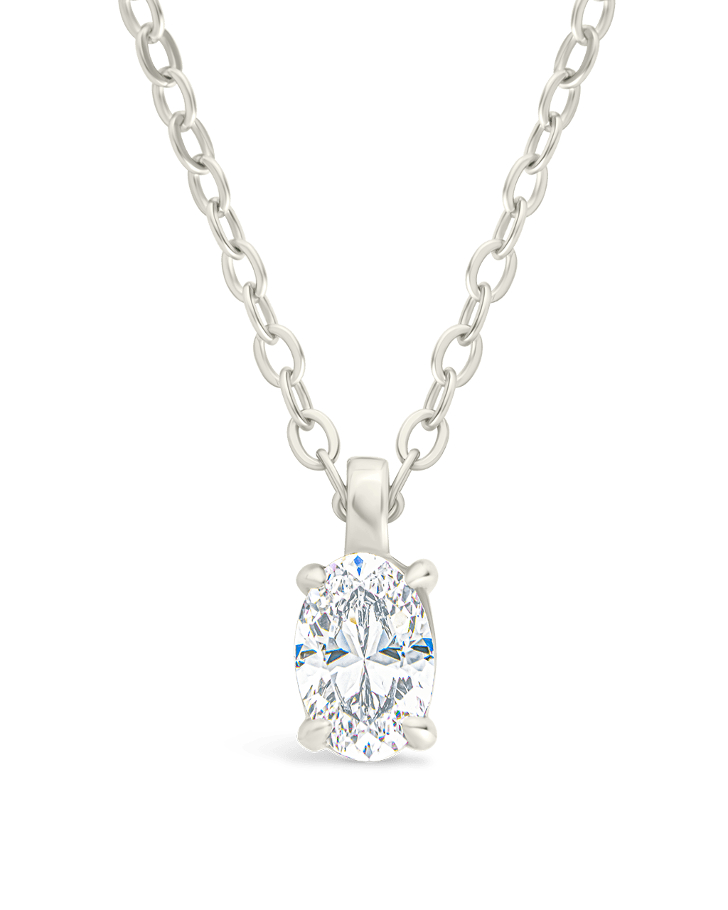 Oval CZ Prong Set Pendant