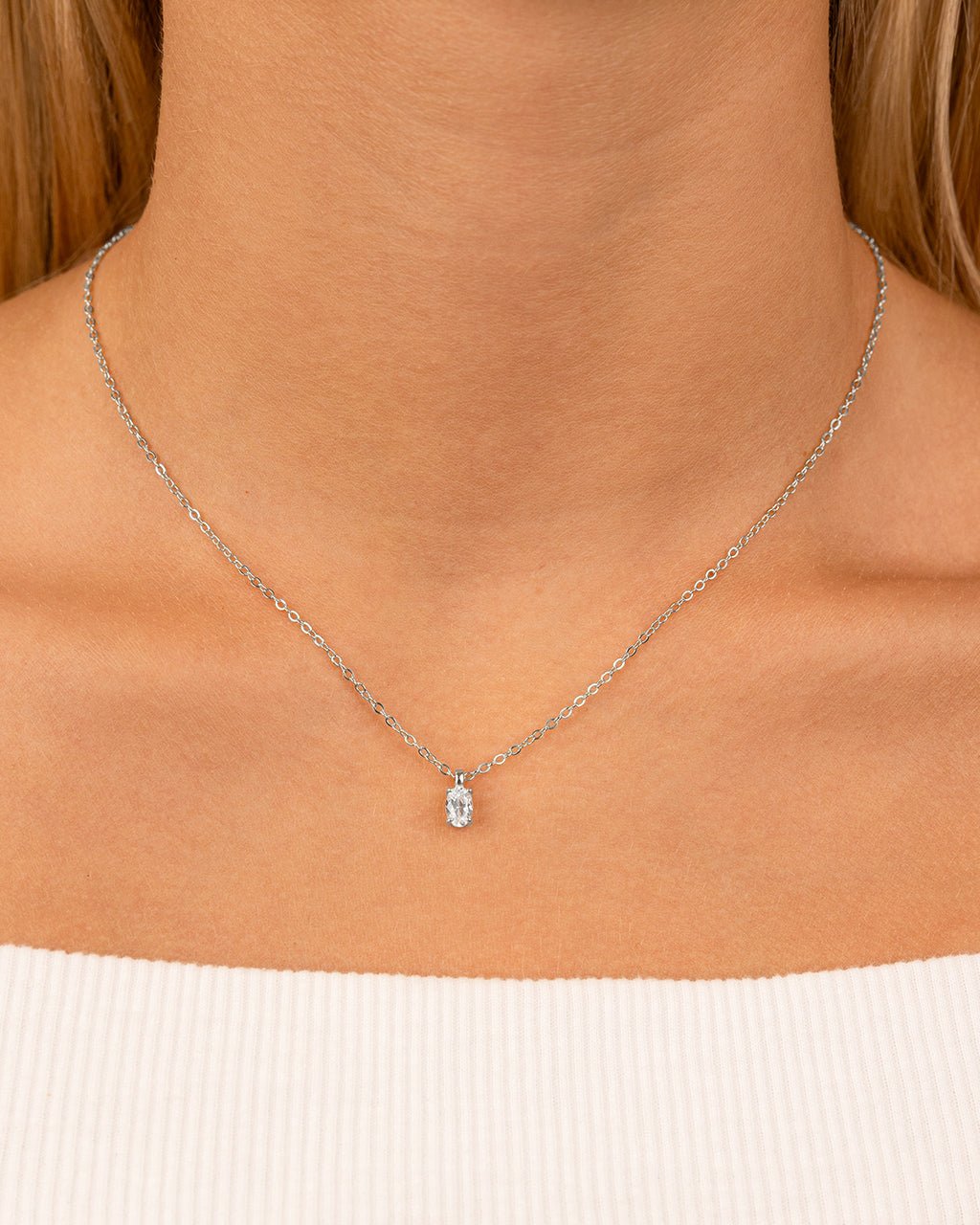 Oval CZ Prong Set Pendant