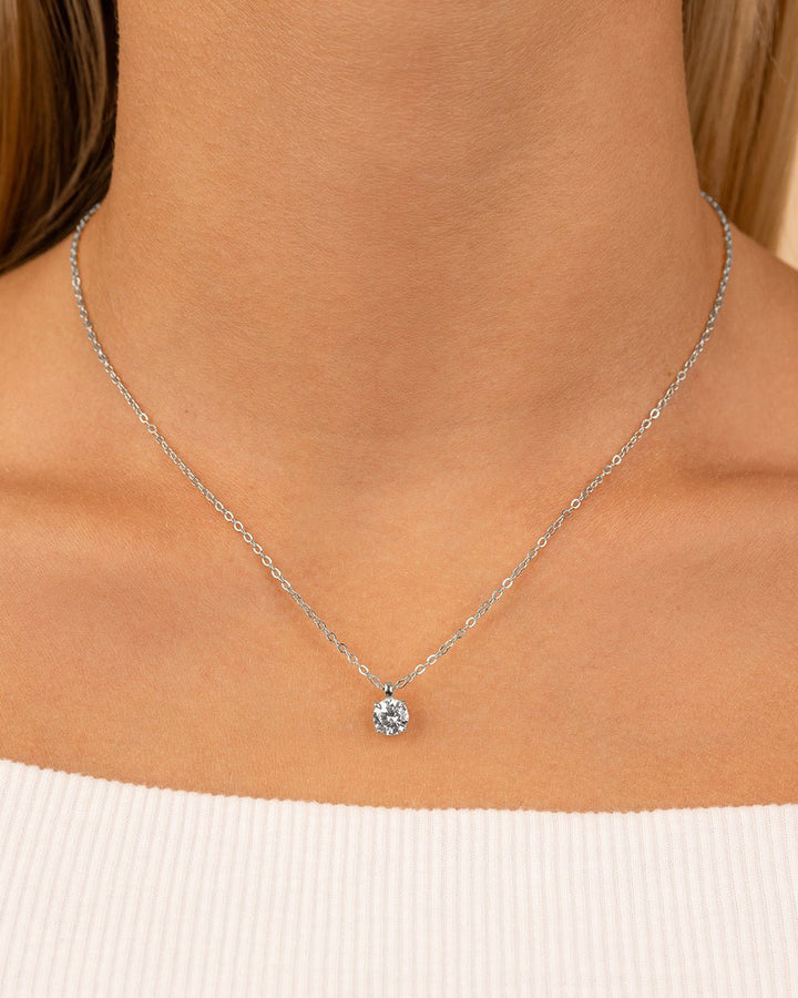 Round CZ Prong Set Pendant