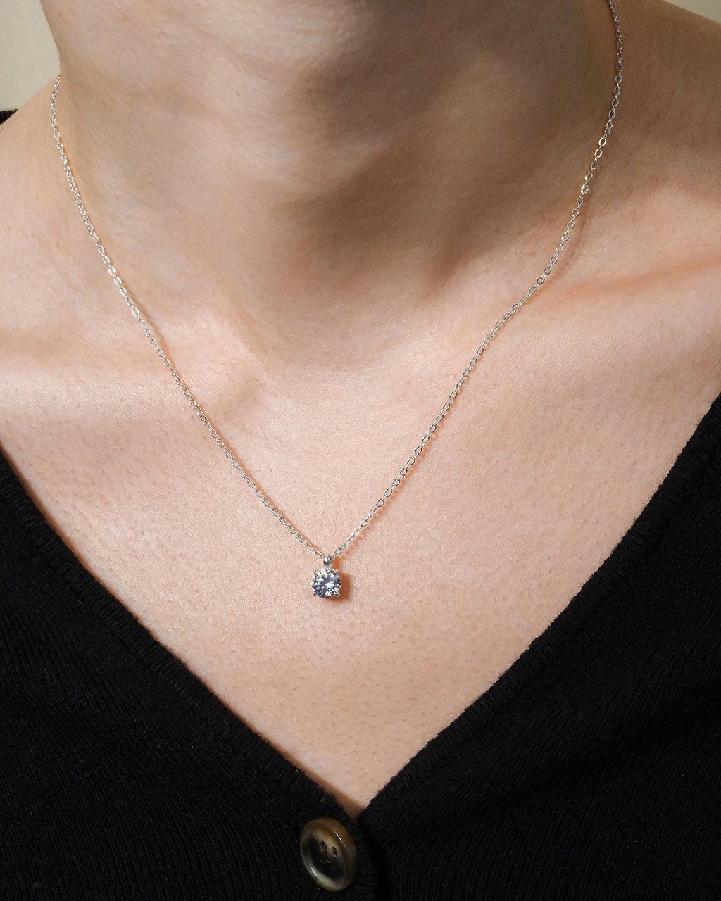 Round CZ Prong Set Pendant