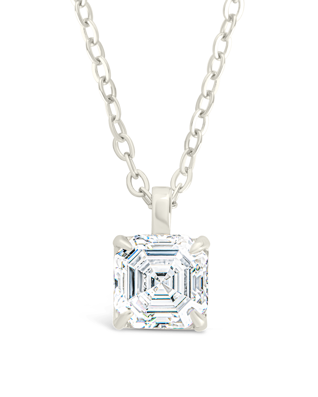 Asscher Prong Set Pendant