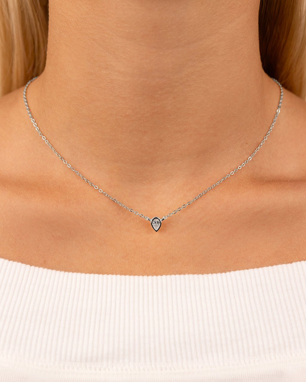Pear Bezel Set Pendant