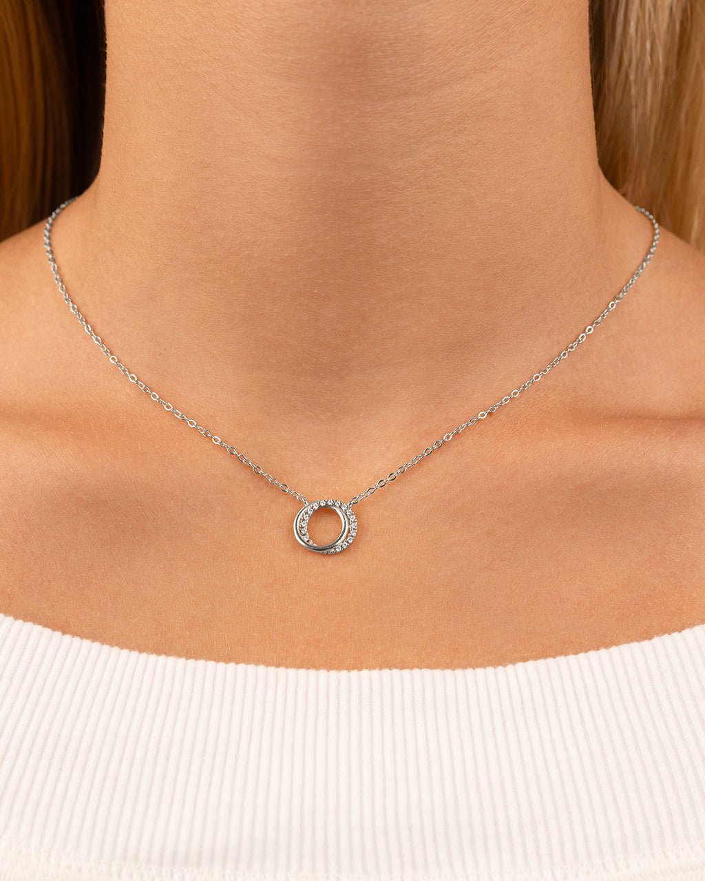 CZ Interlocking Circle Pendant