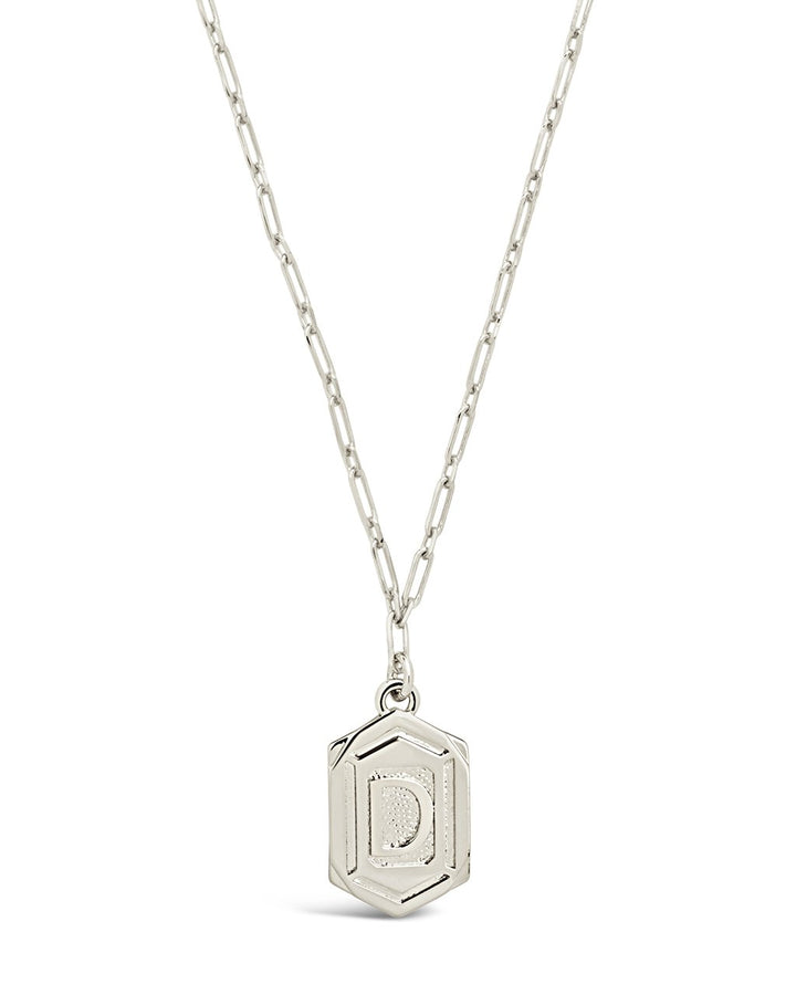 Hexagon Tag Initial Pendant Necklace
