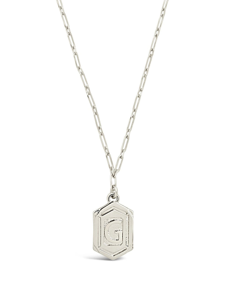 Hexagon Tag Initial Pendant Necklace