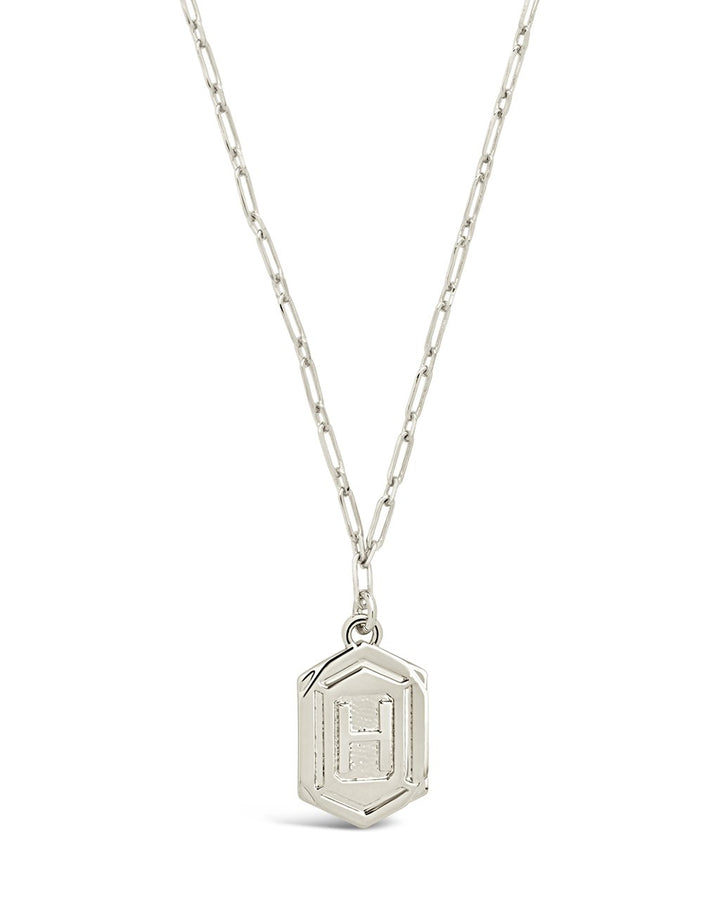 Hexagon Tag Initial Pendant Necklace