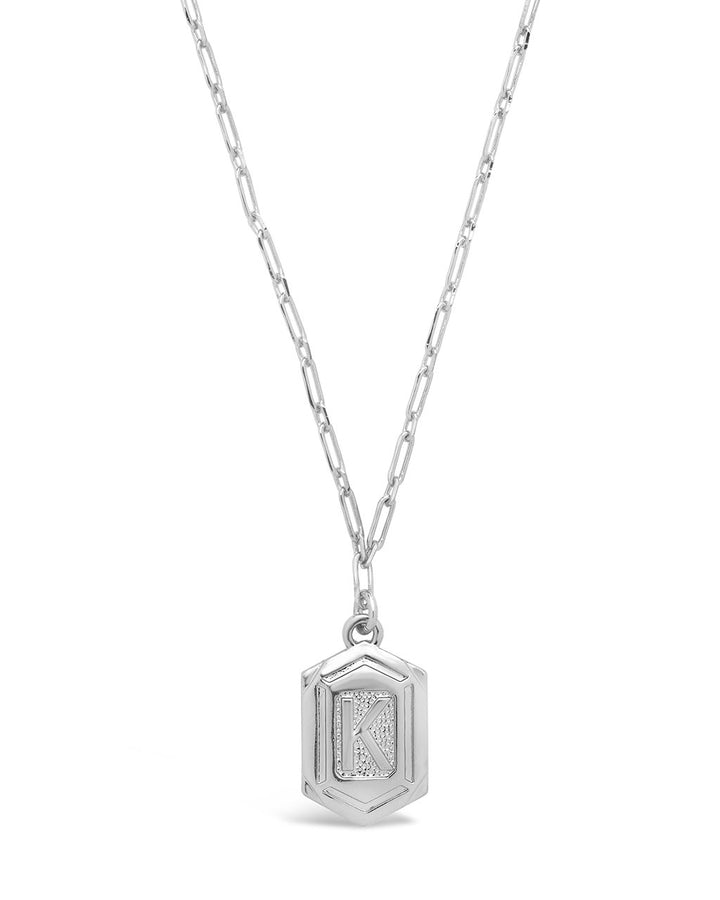 Hexagon Tag Initial Pendant Necklace