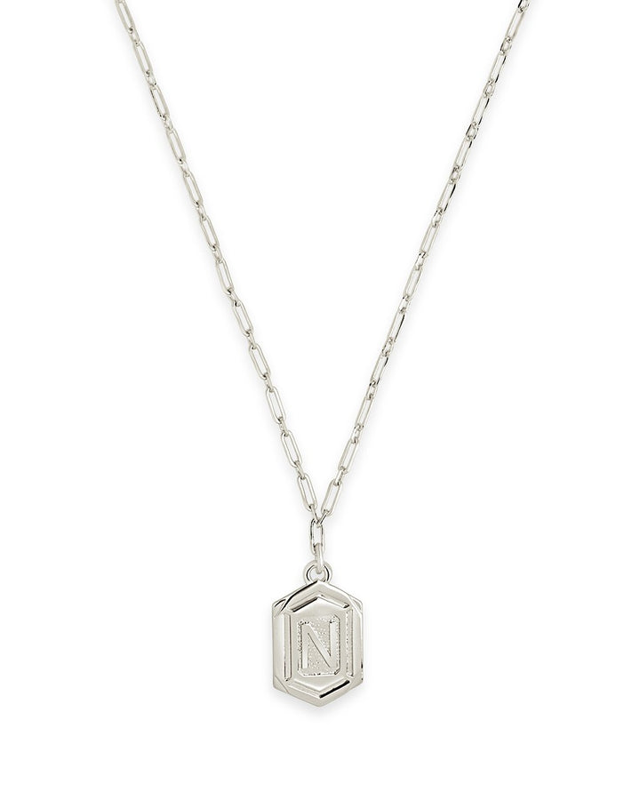 Hexagon Tag Initial Pendant Necklace
